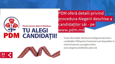 ДПМ предоставляет подробную информацию о процедуре Прямых выборов своих кандидатов – на  www.pdm.md