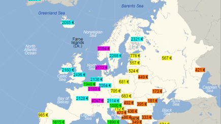 Рейтинг средних зарплат по Европе