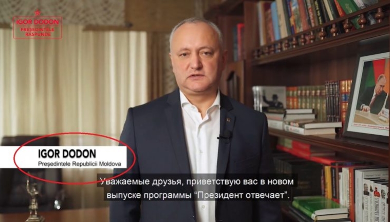 В новом видеоблоге Додон называет себя президентом страны и обращается к своим политическим оппонентам