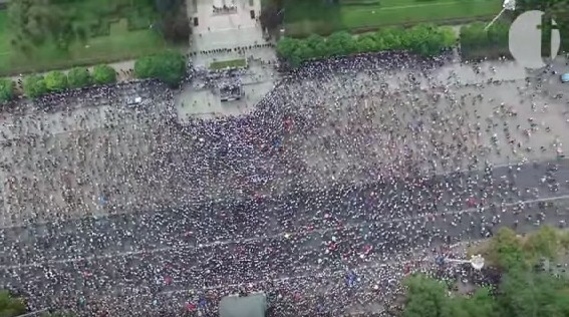 Видео митинга с высоты птичьего полета